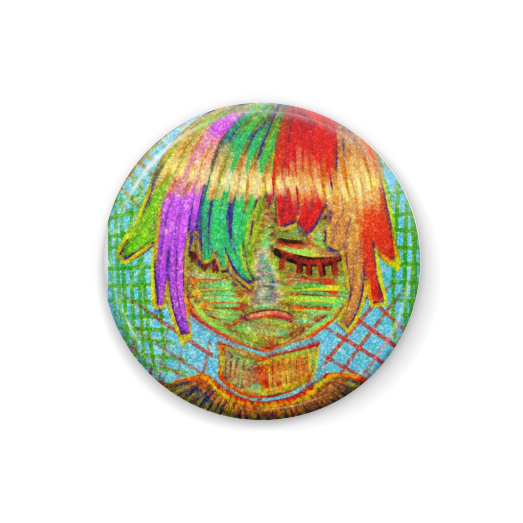 緑の顔の缶バッチ2