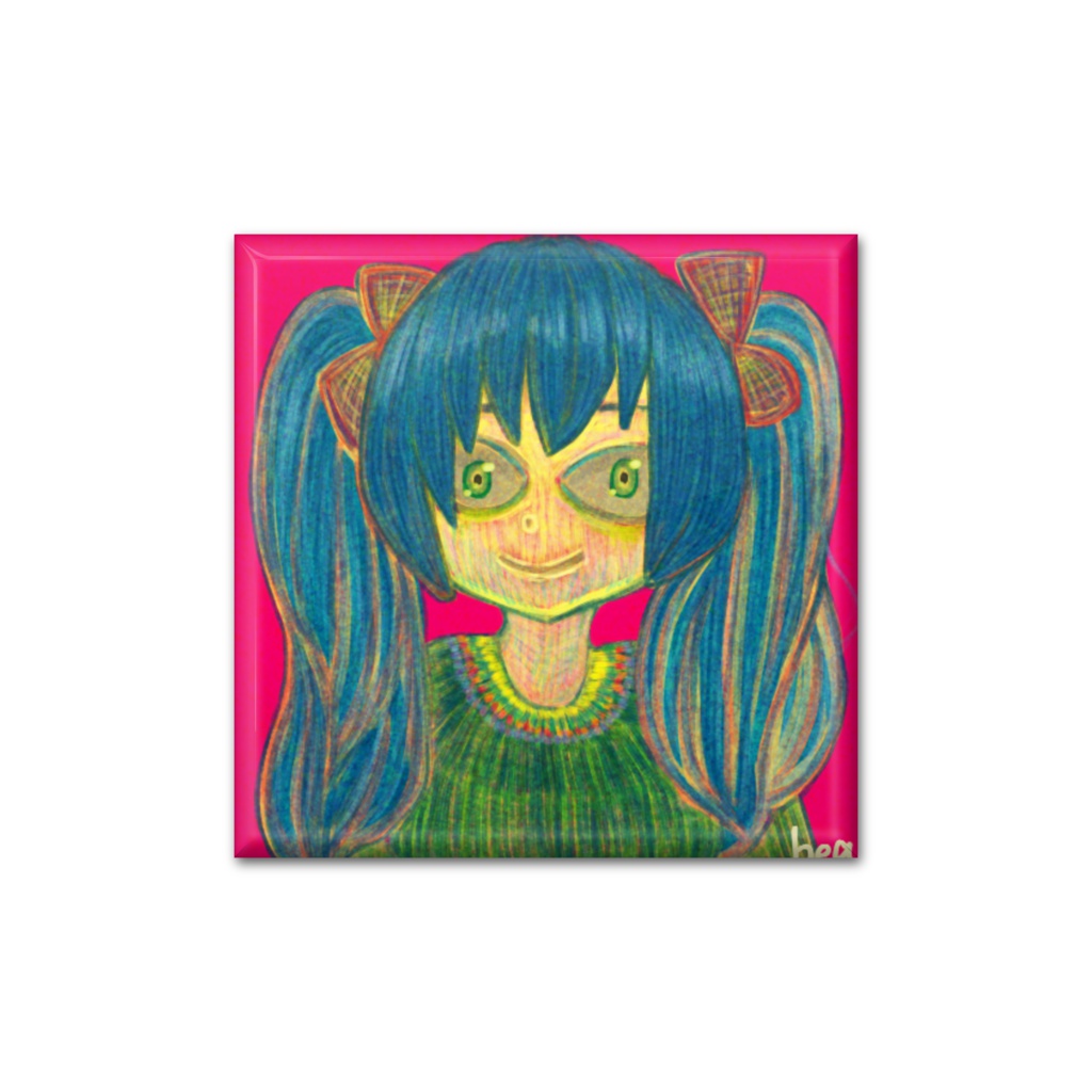 あおい髪の女の子の缶バッチ1