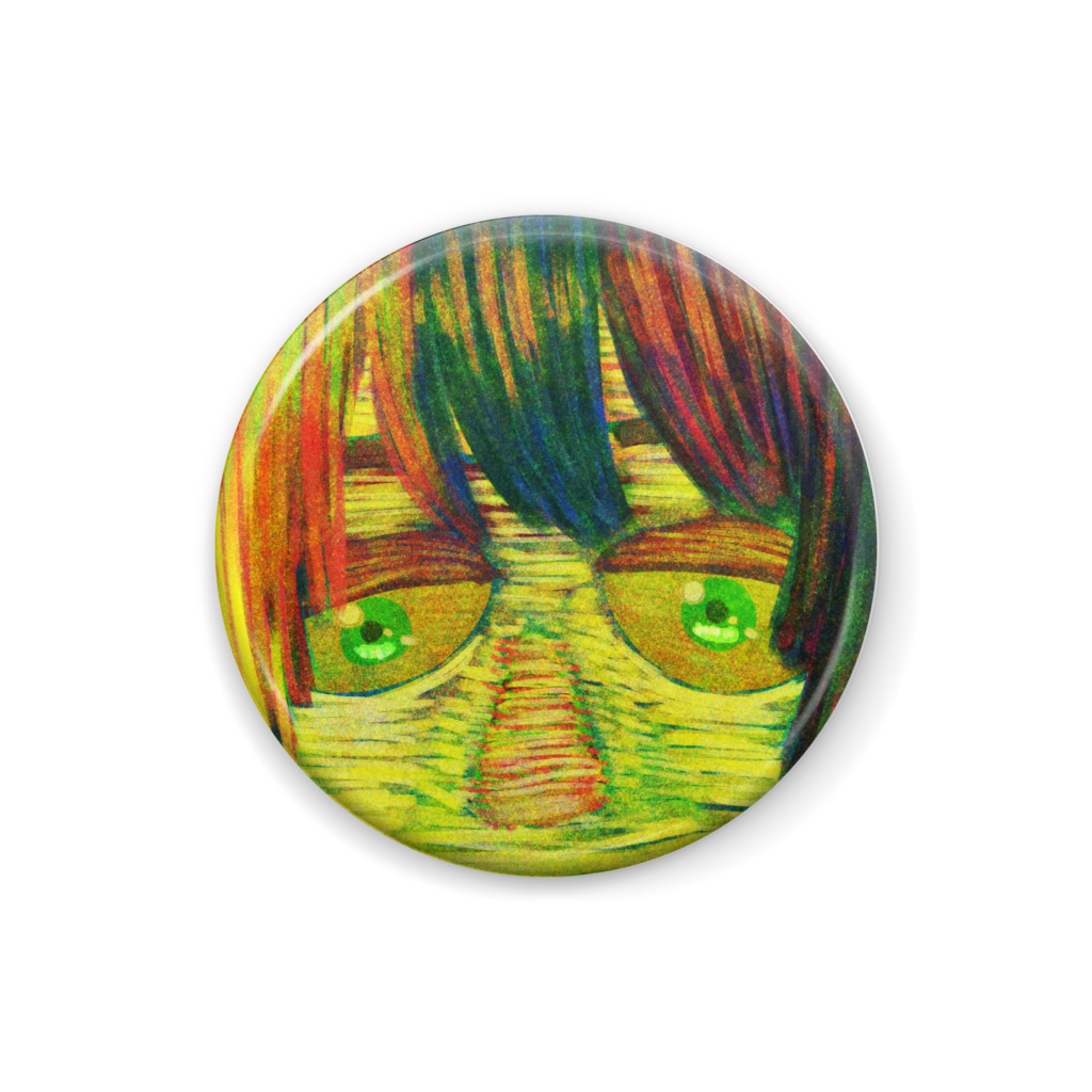 緑の顔の缶バッチ4