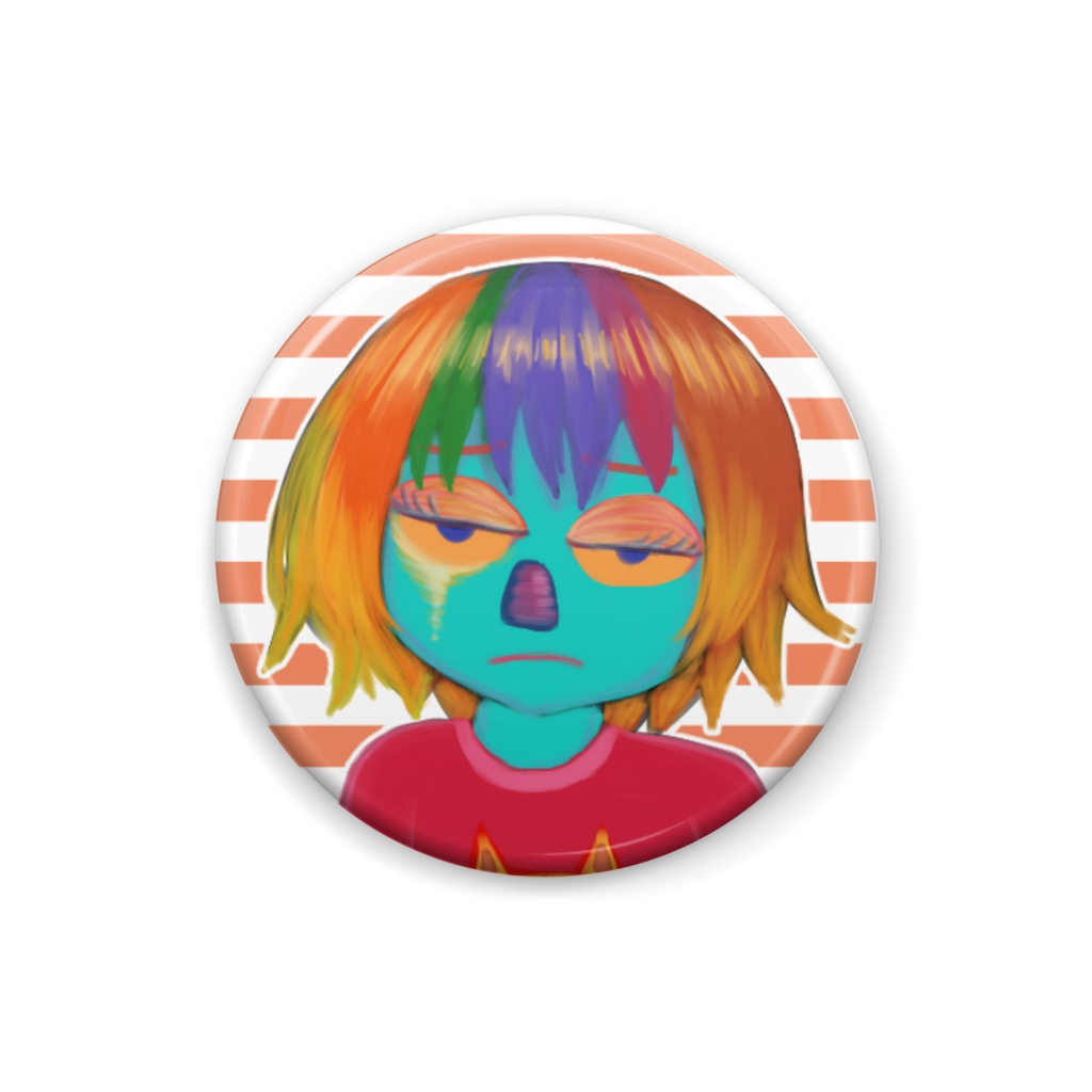 猫シャツの女の缶バッチ