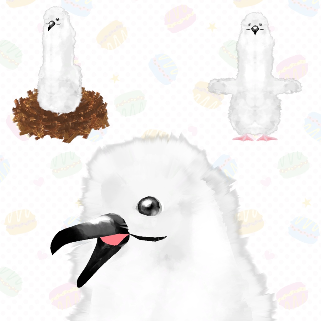 【VRChat対応】アホウドリの雛 / Albatross Chicks【オリジナル3Dモデル】