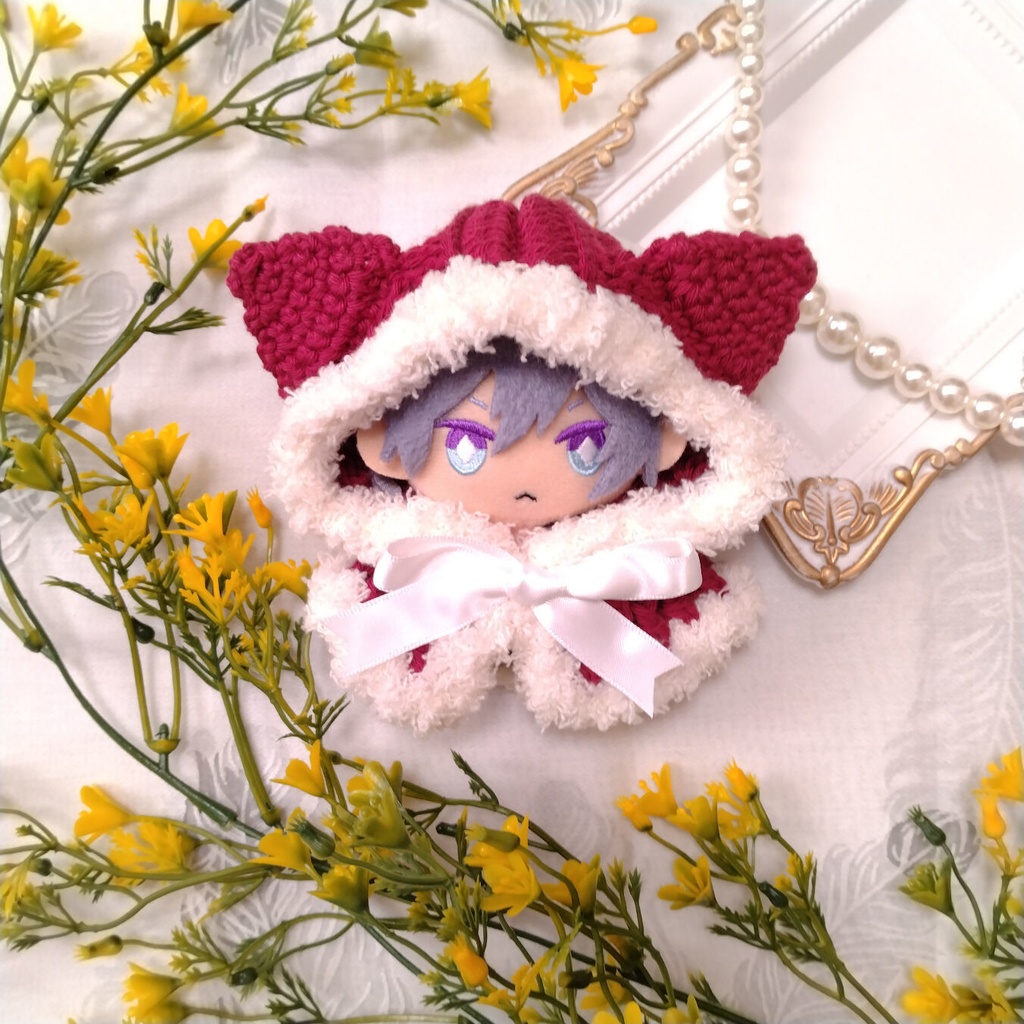 10cmぬい用手編みねこミミケープ