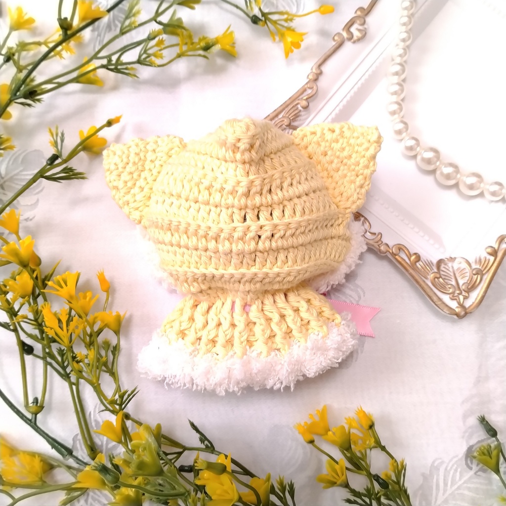 10cmぬい用手編みねこミミケープ