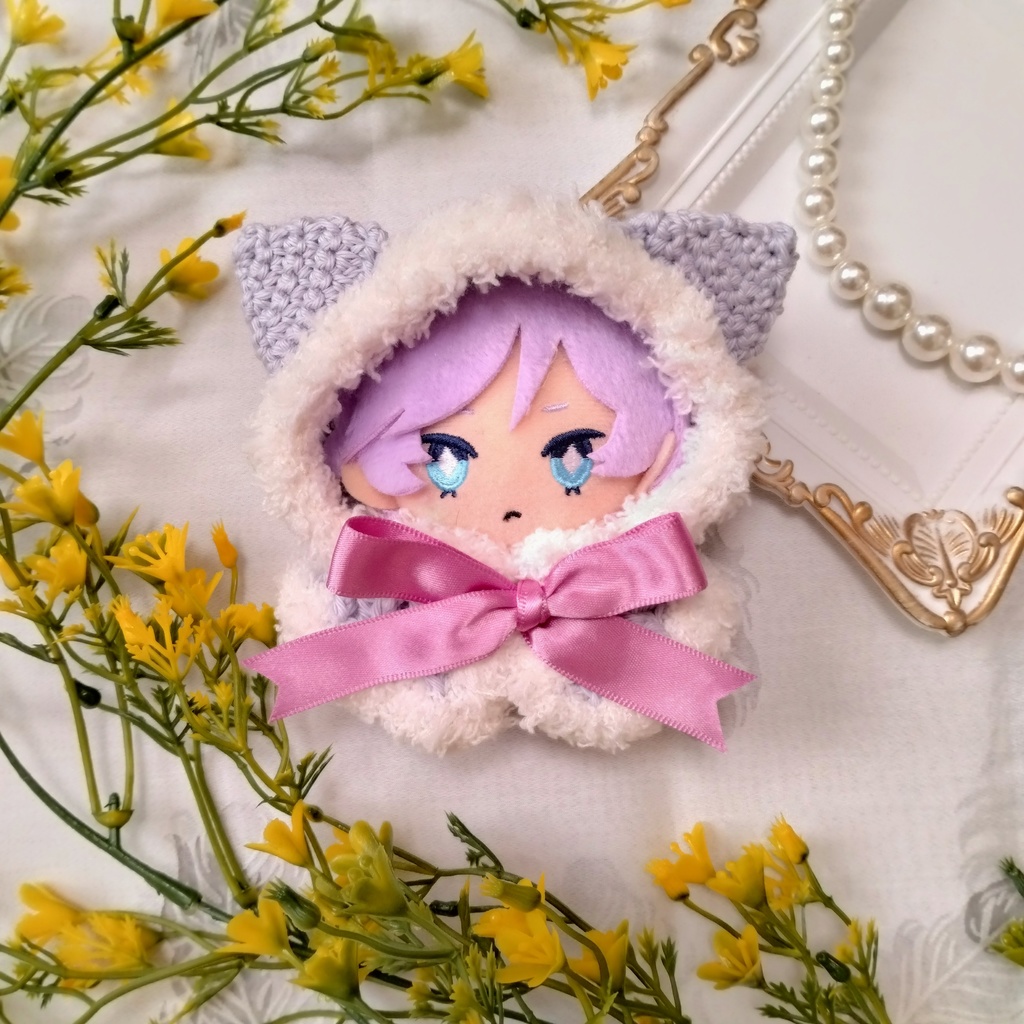 10cmぬい用手編みねこミミケープ