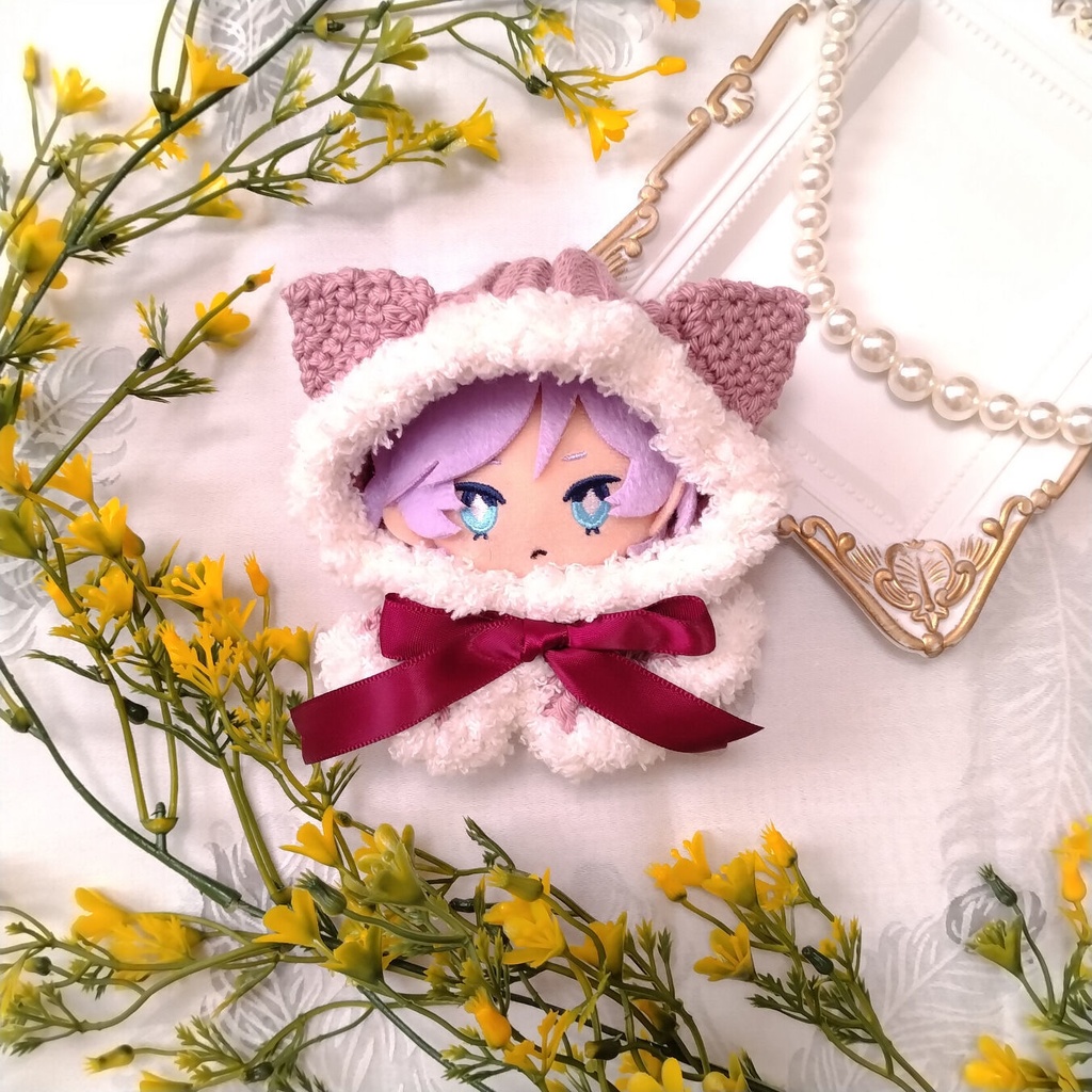 10cmぬい用手編みねこミミケープ