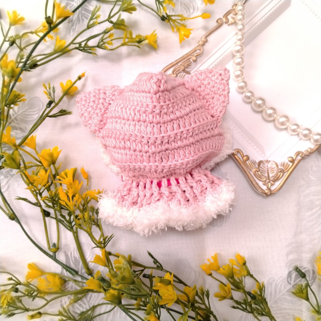 10cmぬい用手編みねこミミケープ