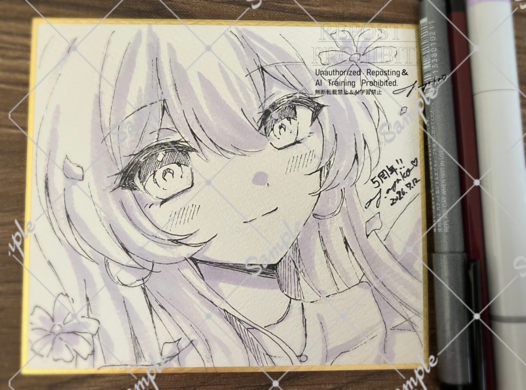 ゆのあやこ絵師５周年記念原画ミニ色紙_３