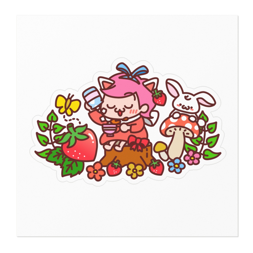 ステッカー:不思議の国のもこちゃんver.
