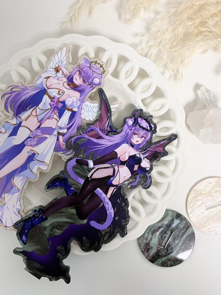 C107 猫又おかゆ ラメマーブルアクリルスタンド