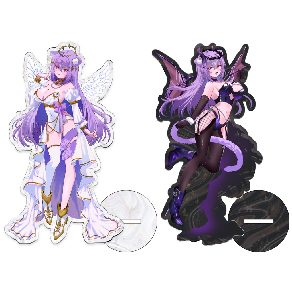 C107 猫又おかゆ ラメマーブルアクリルスタンド