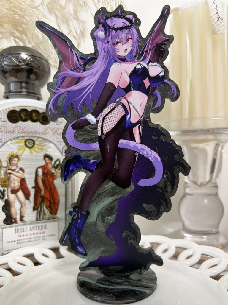 C107 猫又おかゆ ラメマーブルアクリルスタンド