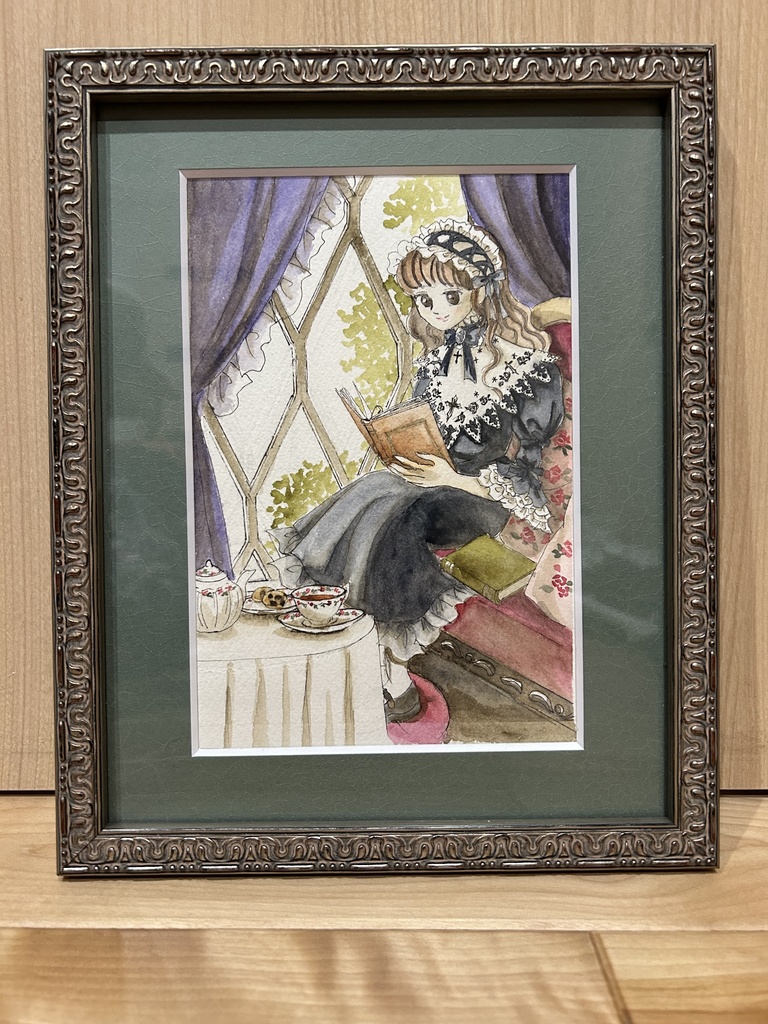 額装原画「読書する少女」