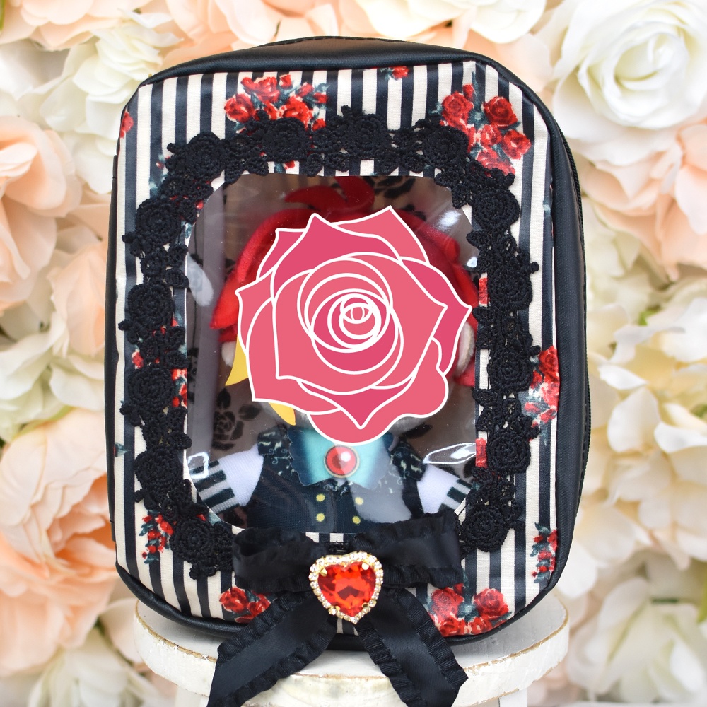 持ち手付きぬいポーチ(赤薔薇)