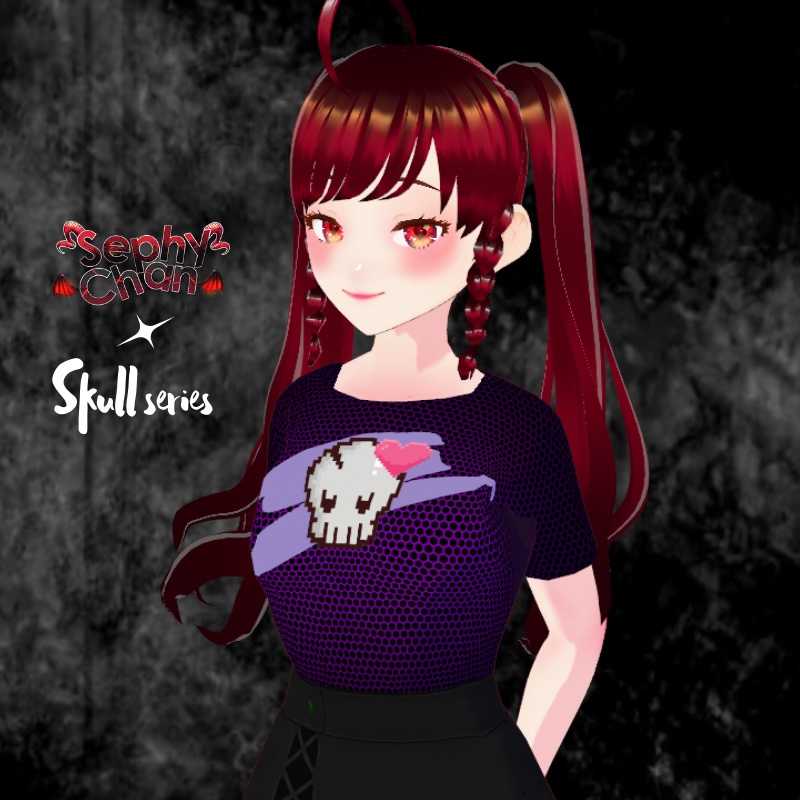 Violet Pixel Skull Mini Shirt(Skull Series)