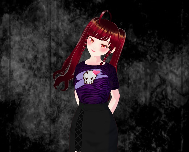 Violet Pixel Skull Mini Shirt(Skull Series)