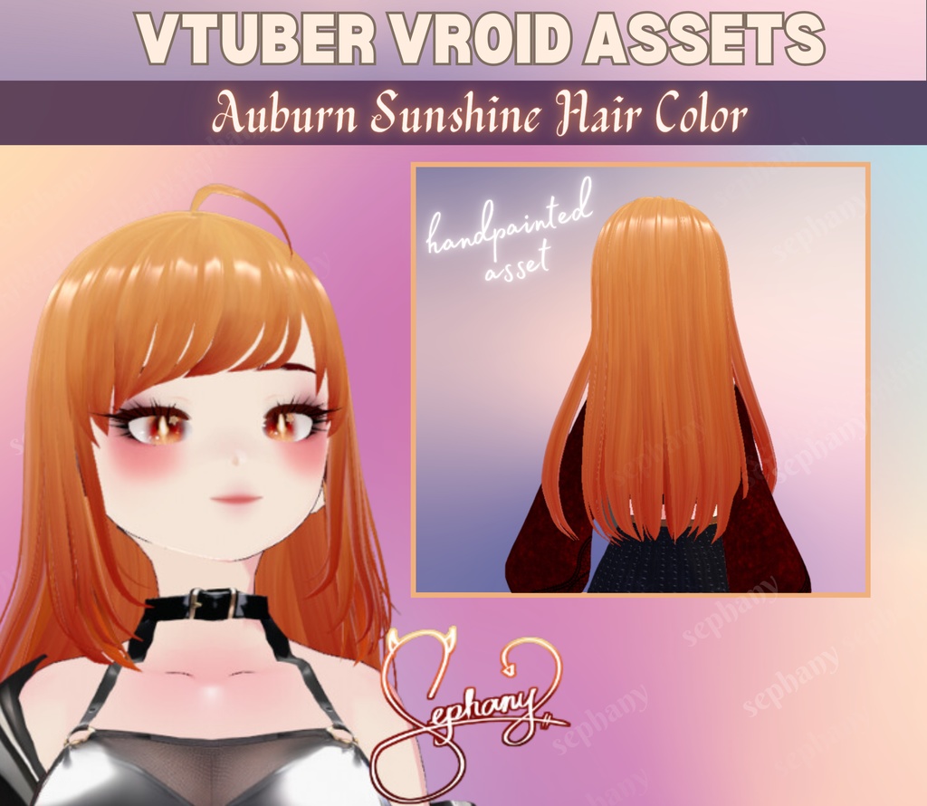 【VRoid】 Auburn Sunshine Hair Color ヘアカラー ( Handpainted Hair Texture | 手描きの髪の色)