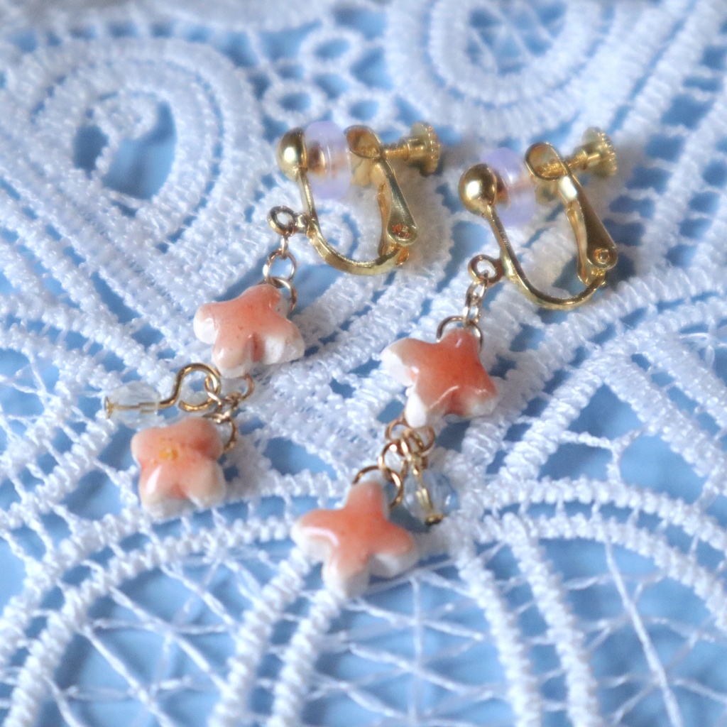 陶磁器イヤリング(金木犀)