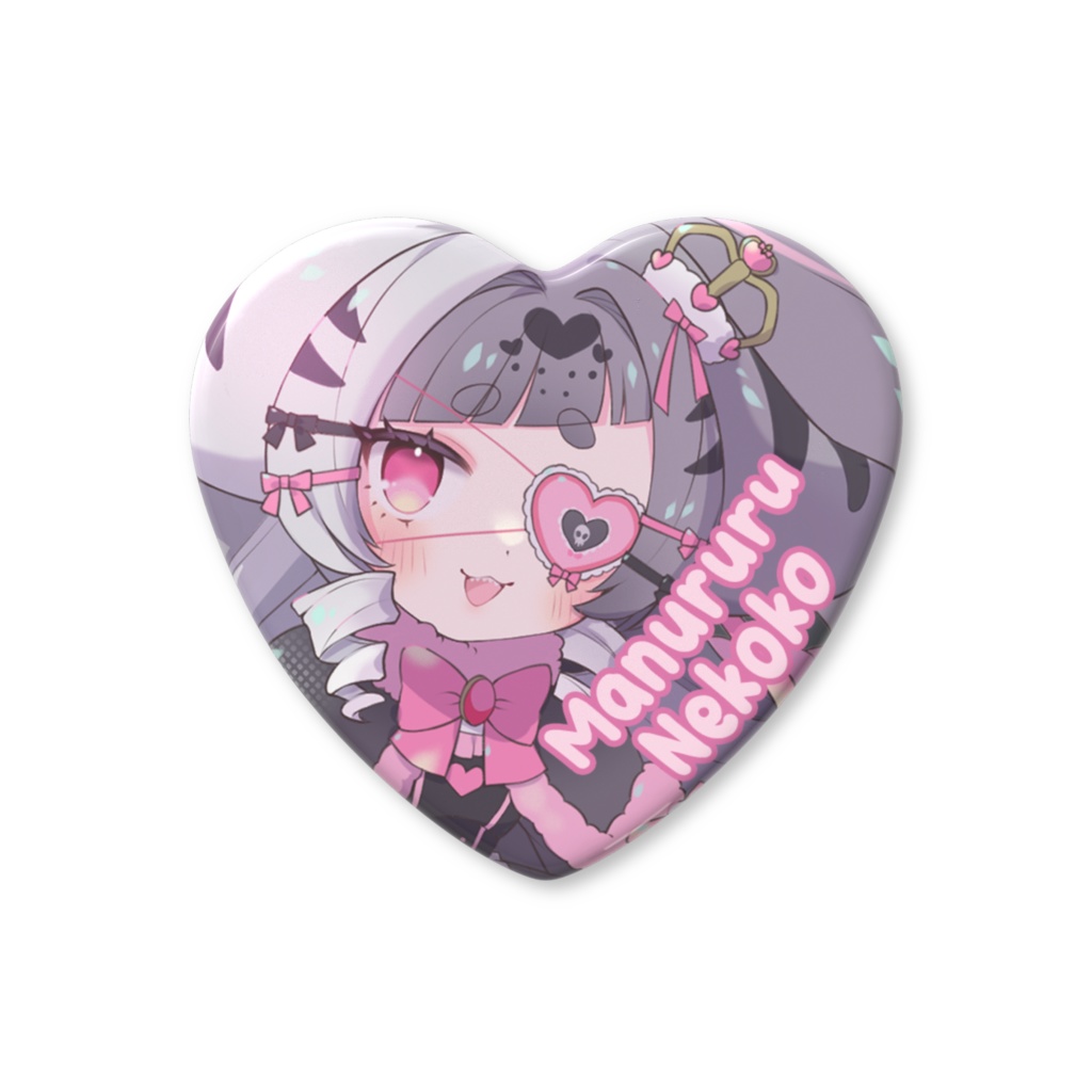oHimesama Manururu Nekoko Heart-Shaped Can Badge