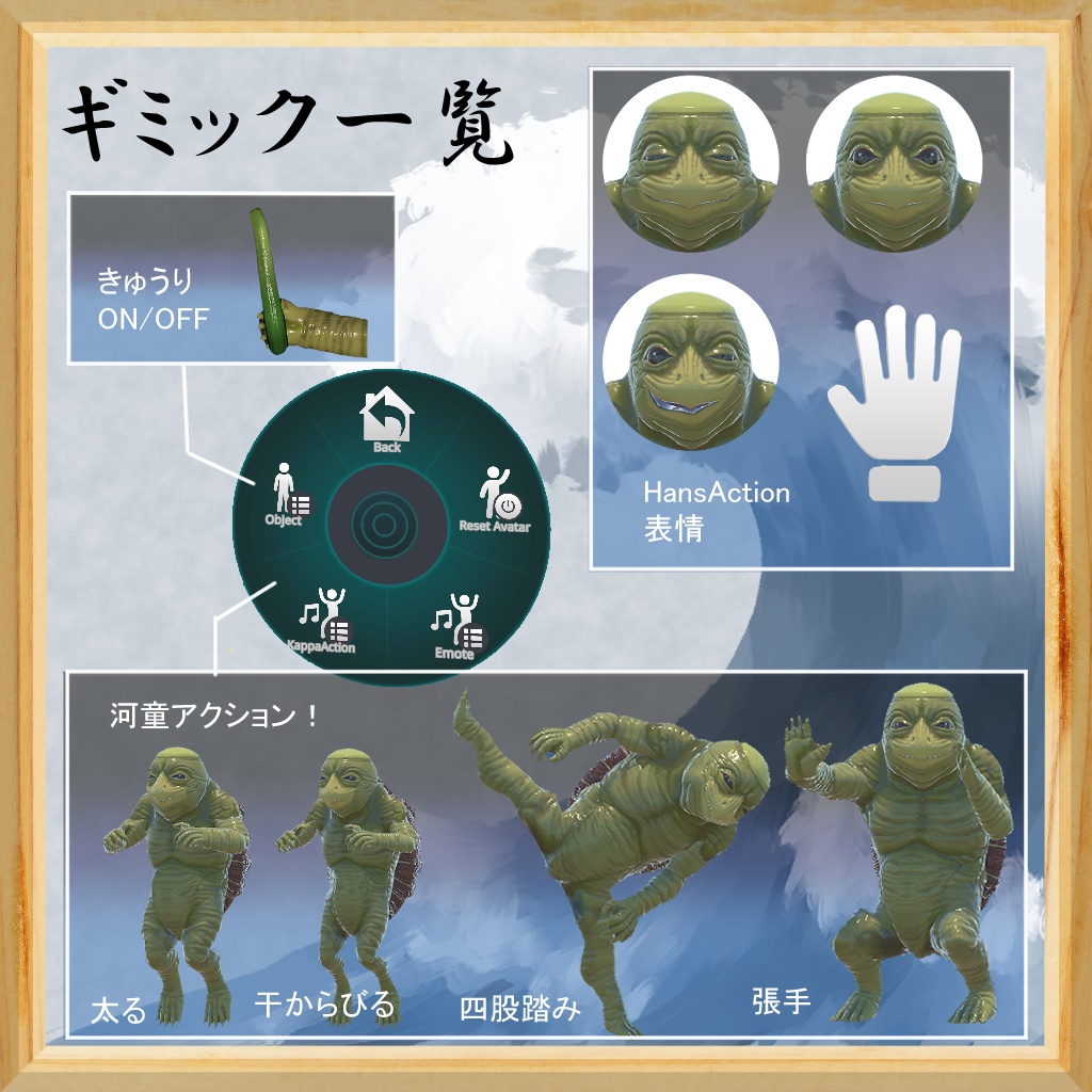 河童/Kappa【VRChatアバター想定3Dモデル】