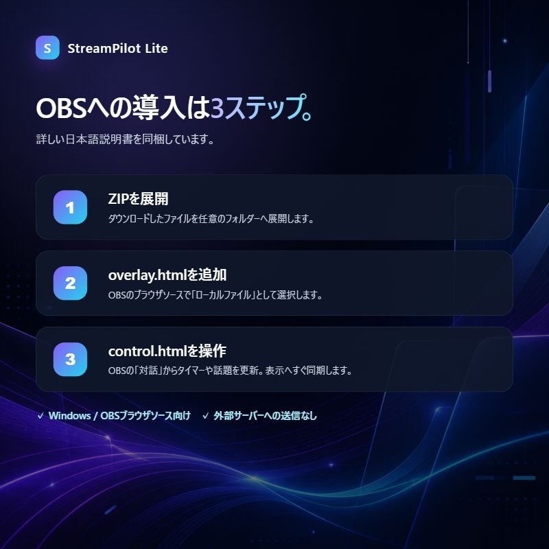 【OBS配信ツール】StreamPilot Lite|タイマー・カンペ・進行管理