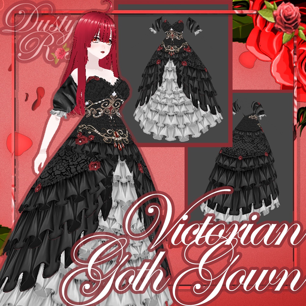 [Vroid] Victorian Goth Gown 