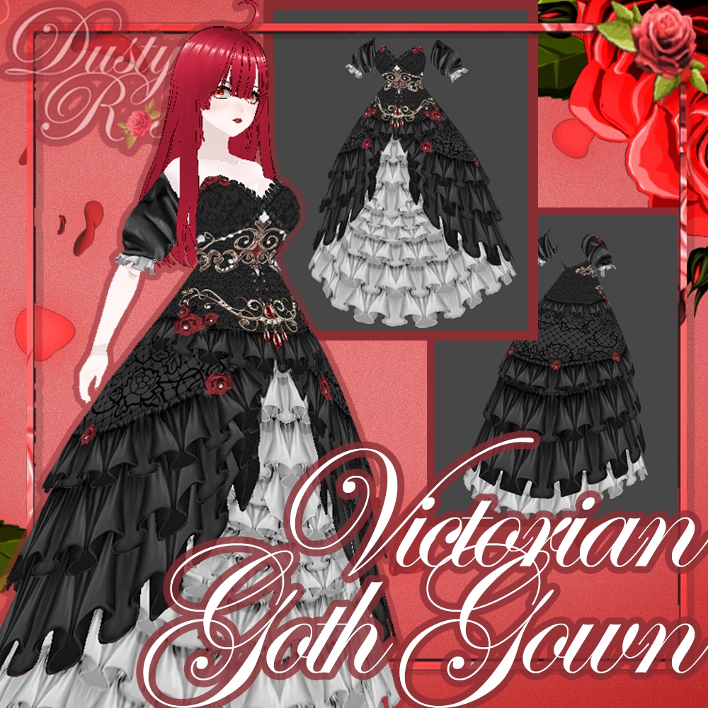 [Vroid] 🌹Victorian Goth Gown 🌹