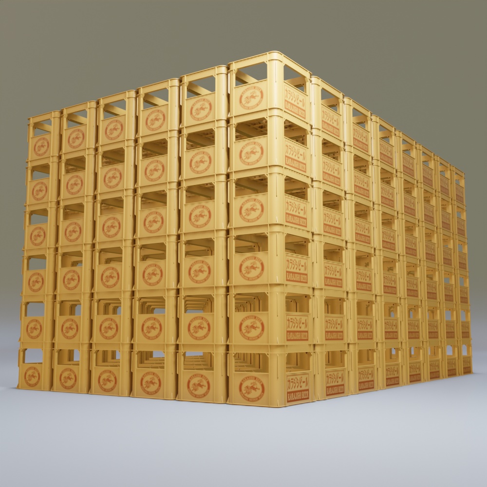 【3Dモデル】ビールケースとビール瓶