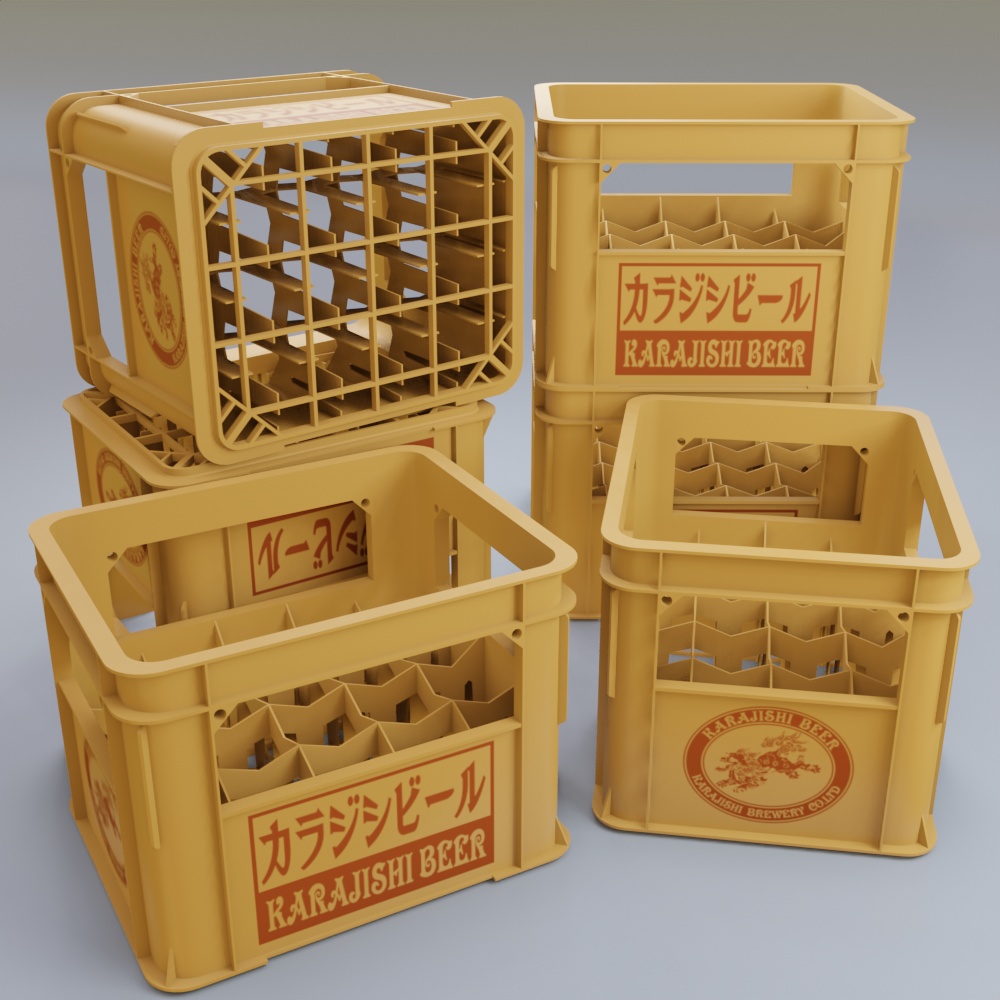 【3Dモデル】ビールケースとビール瓶