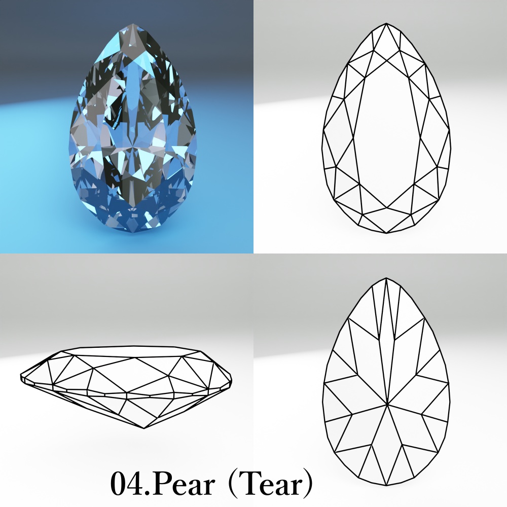 【3Dモデル】カット宝石