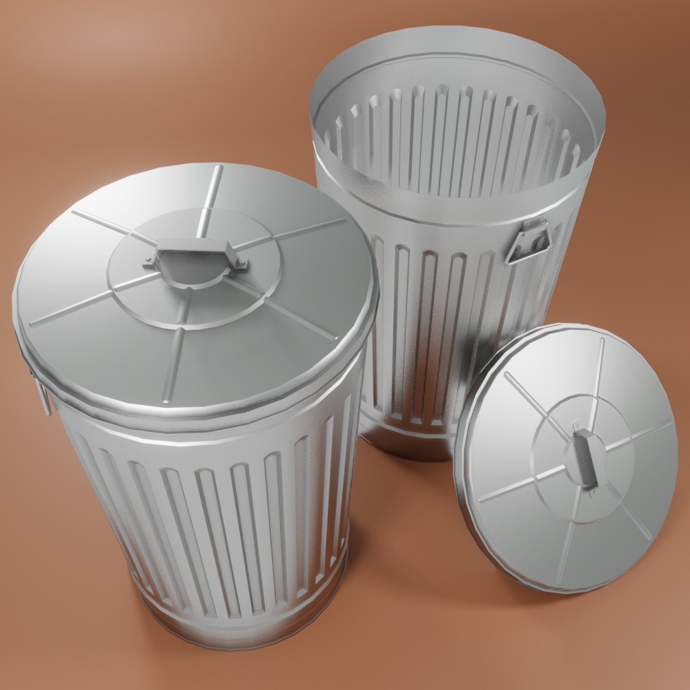 【3Dモデル】ブリキのゴミ箱