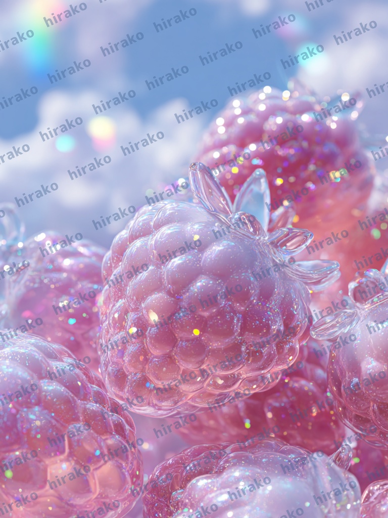 艶感・キラキラ・透明感アート壁紙 いちご