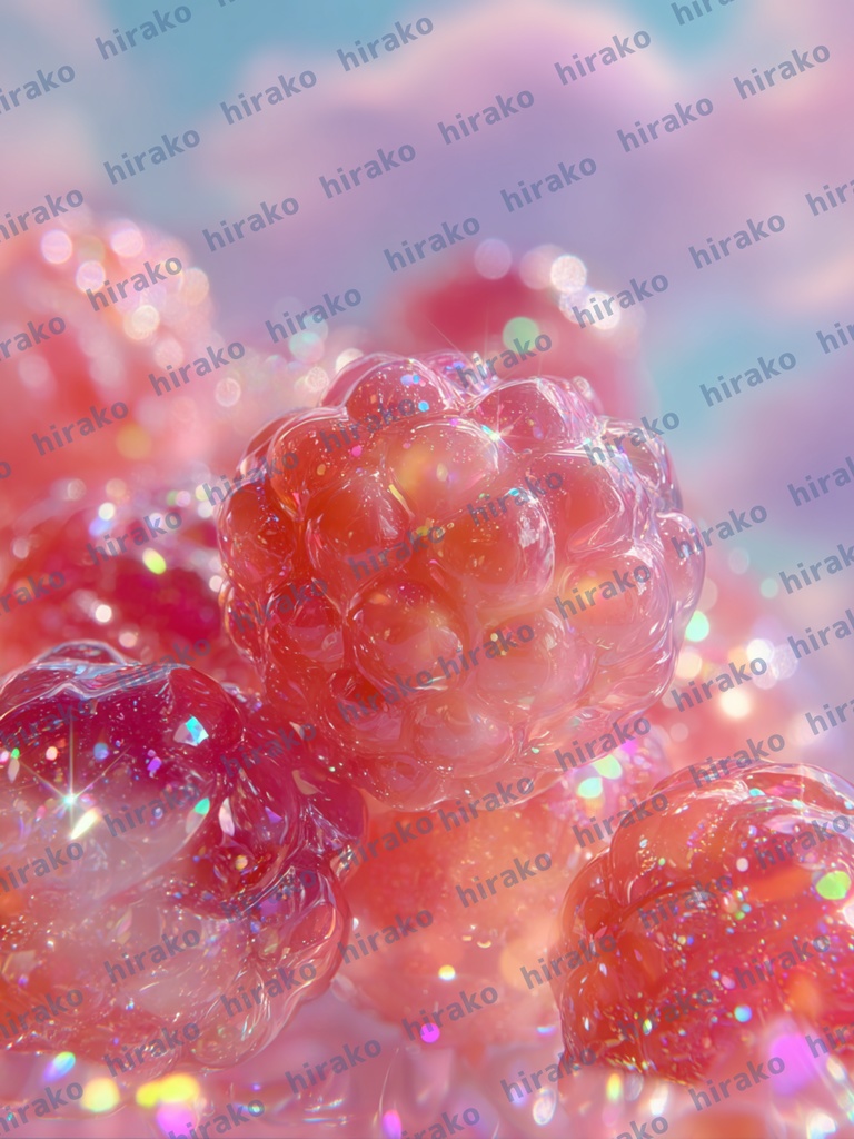 艶感・キラキラ・透明感アート壁紙 いちご