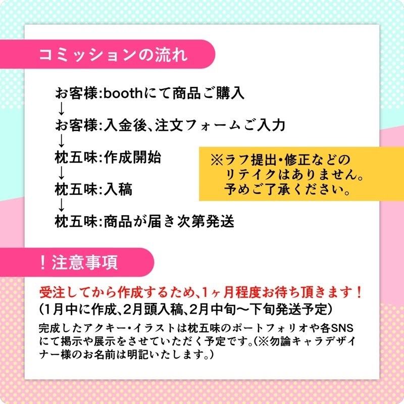 【1/20〆切】アクキーコミッション(修正・ラフ提出無し)