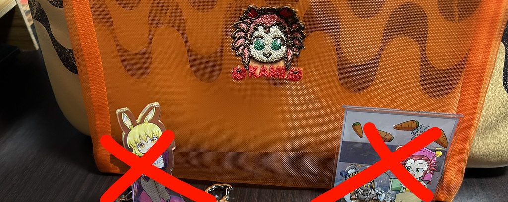 KAMI鷲羽ちゃん刺繍メッシュポーチ