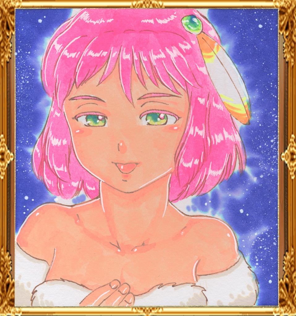 ★068ミニイラストサイン色紙　ゾルゲ市蔵　群馬県から来た少女　コヨトル　THE GIRL FROM GUNMA★