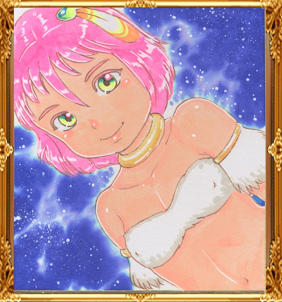 ★069ミニイラストサイン色紙　ゾルゲ市蔵　群馬県から来た少女　コヨトル　THE GIRL FROM GUNMA★