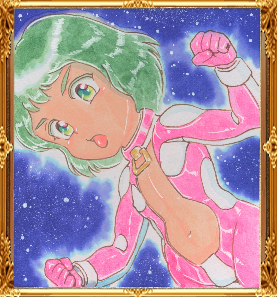 ★ミニイラストサイン色紙　ゾルゲ市蔵　ダウンガール　DAWNGIRL★