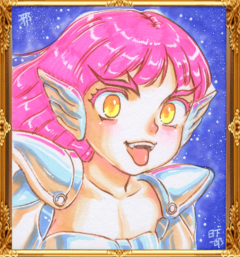 ★ミニイラストサイン色紙 日下一郎 ファイナルリクエストよりシロテ様 ゾルゲブルー・邪 shirote from Final Re:Quest ★