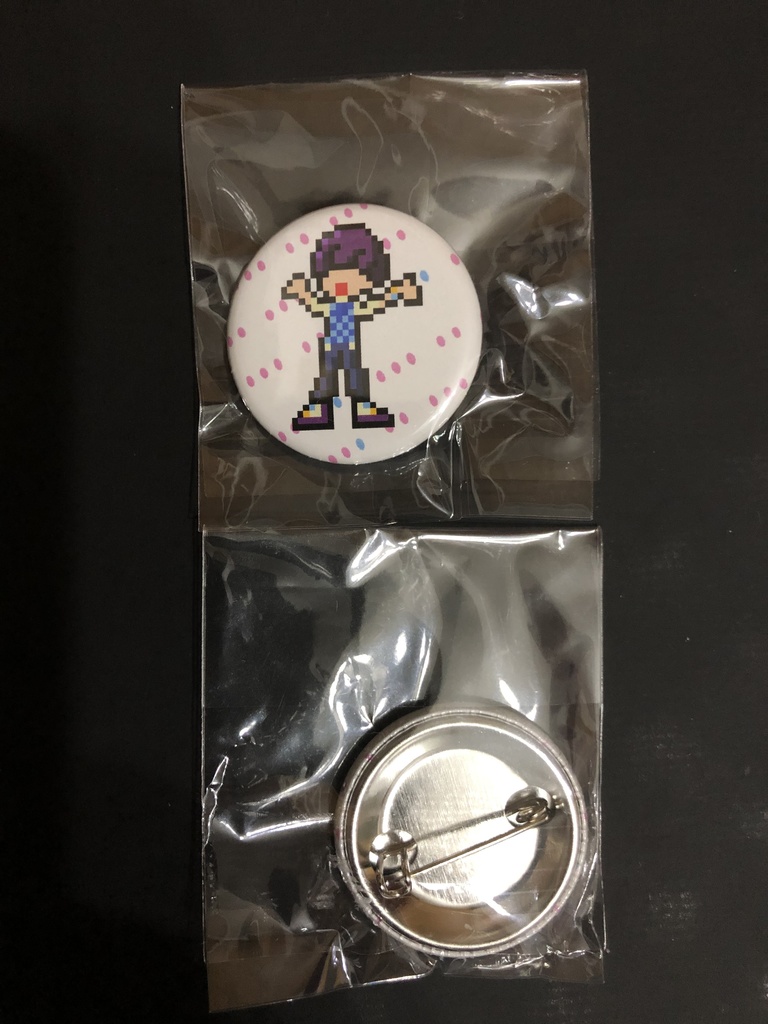 まぐろ　ドット　缶バッチ