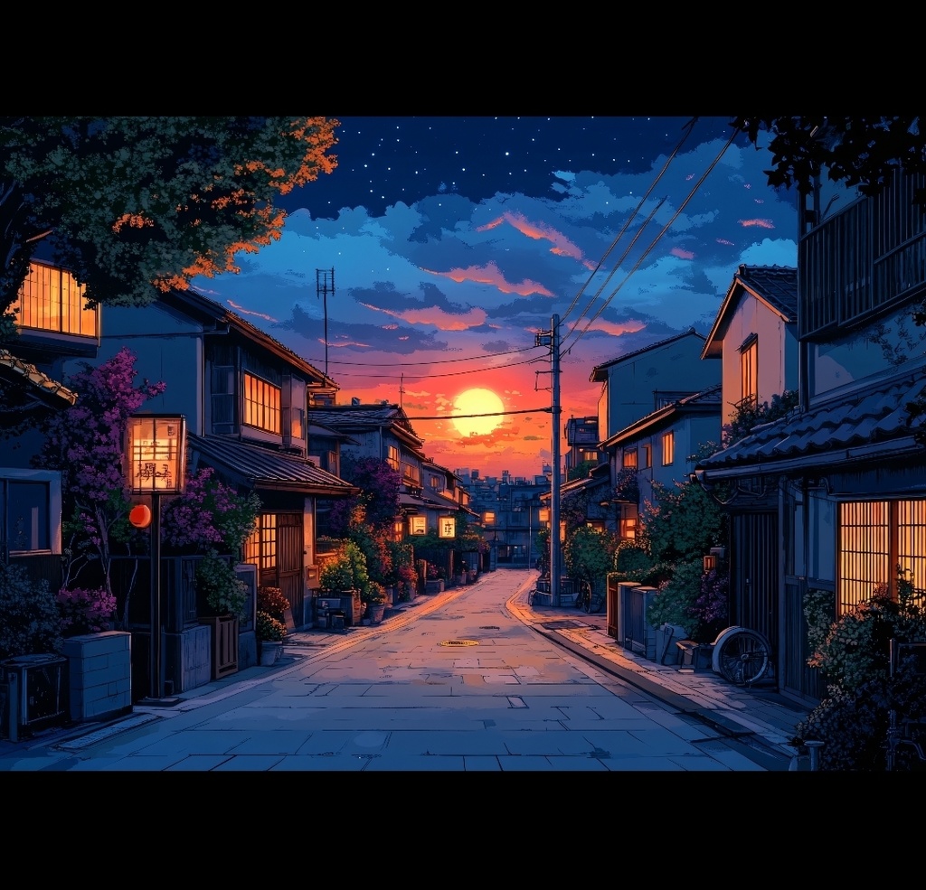 Twilight in a Tranquil Town