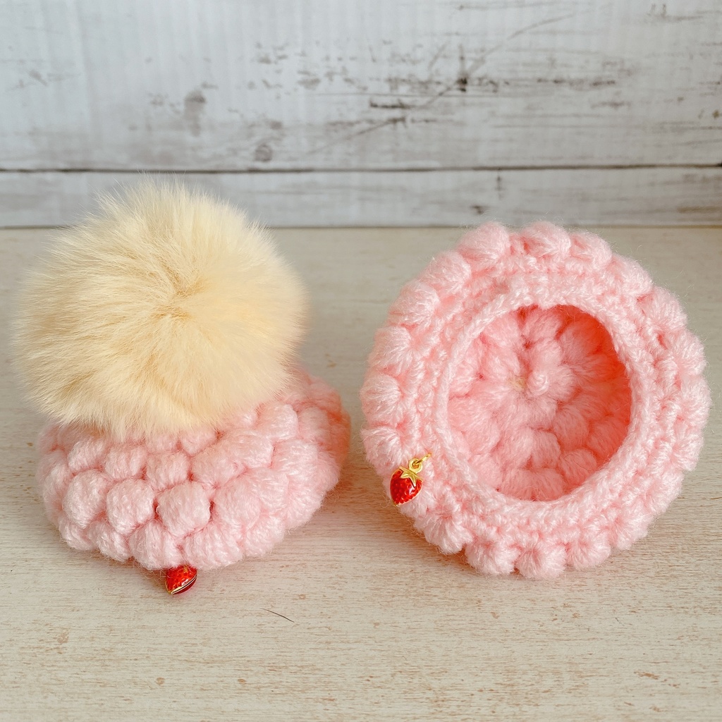 ぽこぽこポンポン帽子・潰した状態発送