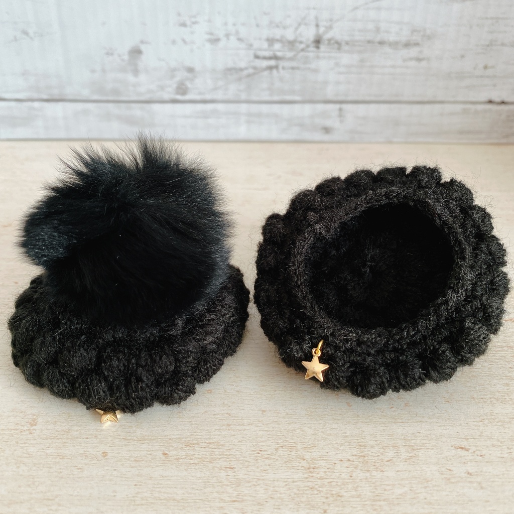 ぽこぽこポンポン帽子・潰した状態発送