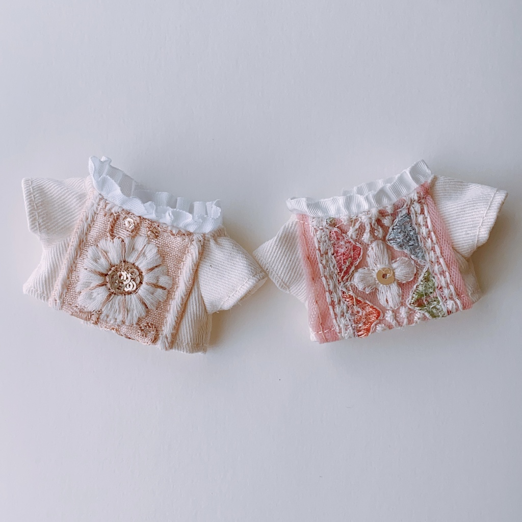 刺繍シャツ(10〜12㎝)アイボリー