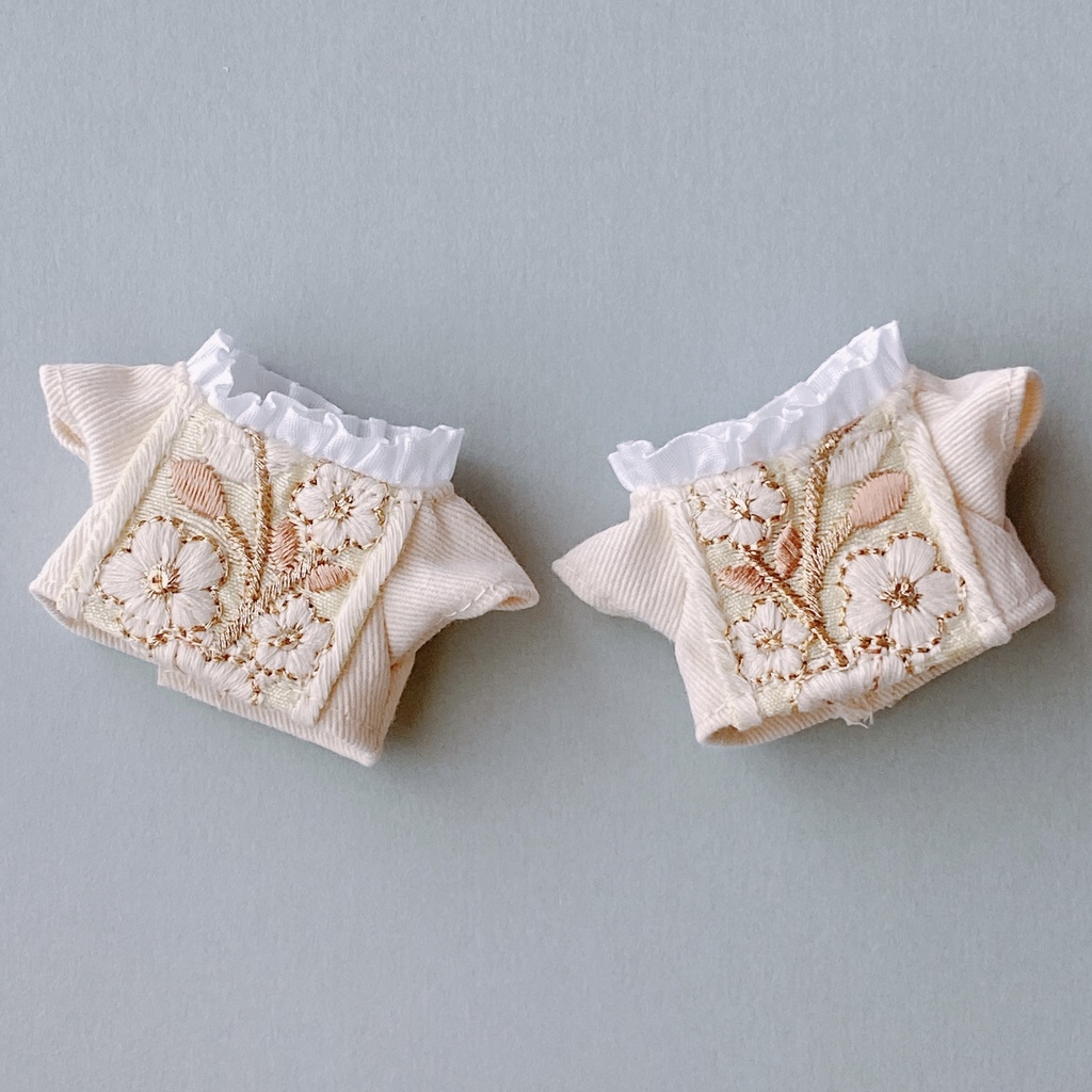 刺繍シャツ(10〜12㎝)アイボリー