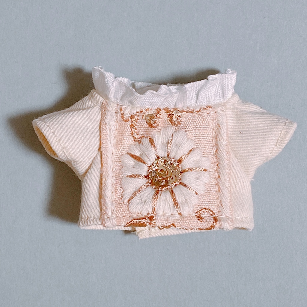 刺繍シャツ(10〜12㎝)アイボリー