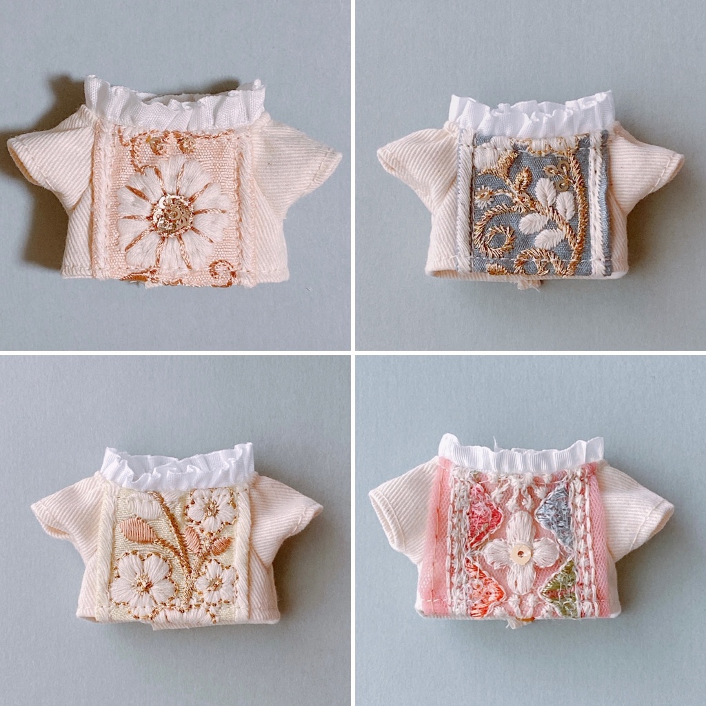 刺繍シャツ(10〜12㎝)アイボリー
