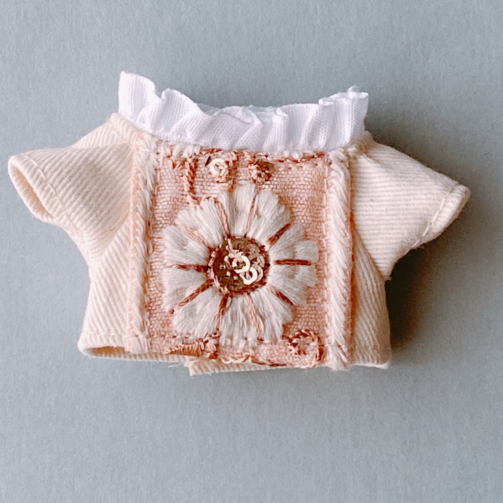 刺繍シャツ(10〜12㎝)アイボリー
