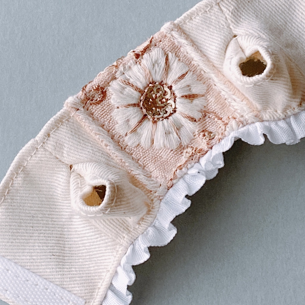 刺繍シャツ(10〜12㎝)アイボリー