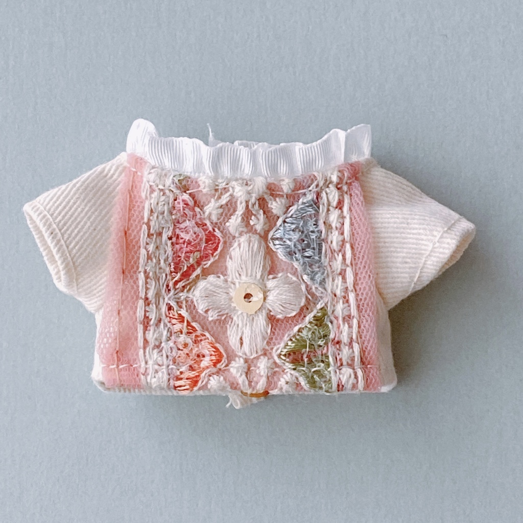 刺繍シャツ(10〜12㎝)アイボリー
