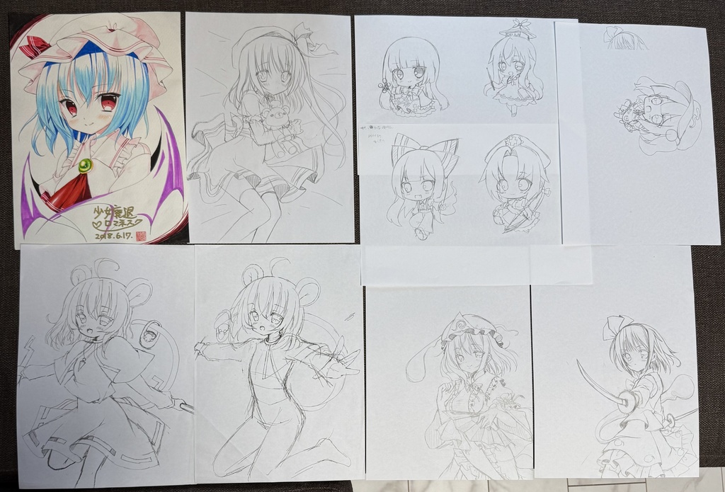 東方project原画（完成品、ラフ画など）